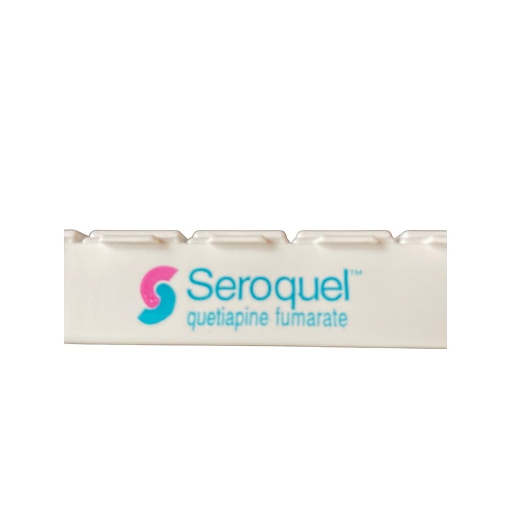 Seroquel Weekly Pill Organizer AM/PM Compartments Pharmaceutical Advertising